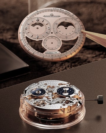 积家Duometre Chronograph Moon双翼系列计时月相腕表玫瑰金款Q622252J - 精湛工艺和机芯